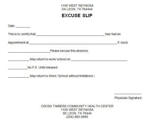 a fake doctors excuse slip